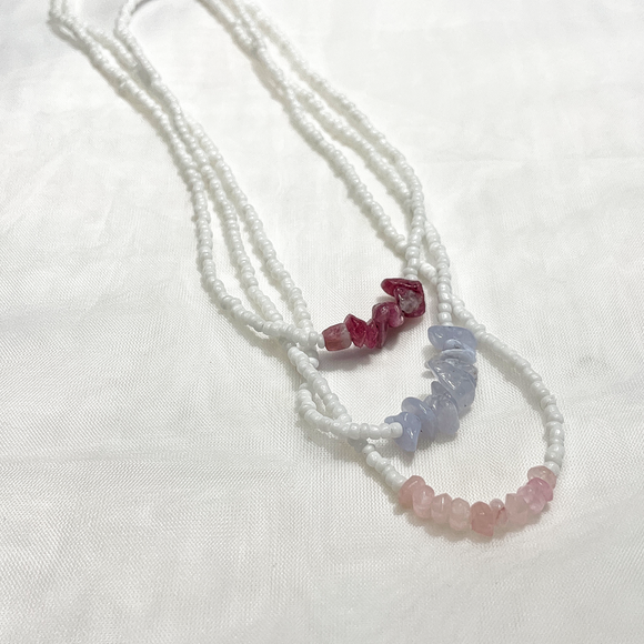 White Stretchy Gemstone Necklace | Customizable