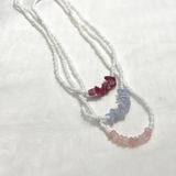 White Stretchy Gemstone Necklace | Customizable