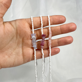 White Stretchy Gemstone Necklace | Customizable