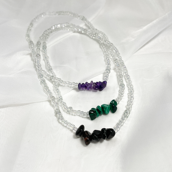 Clear Stretchy Gemstone Necklace | Customizable